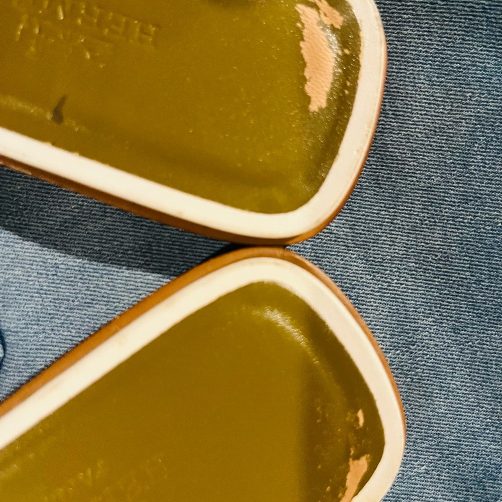 Hermes White and Olive Green Sandals - Picture 13 of 13